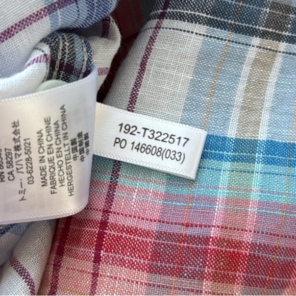 Men’s Tommy Bahama Multi Color Plaid Button Down 100% Linen Shirt. Size Large. - Picture 11 of 12